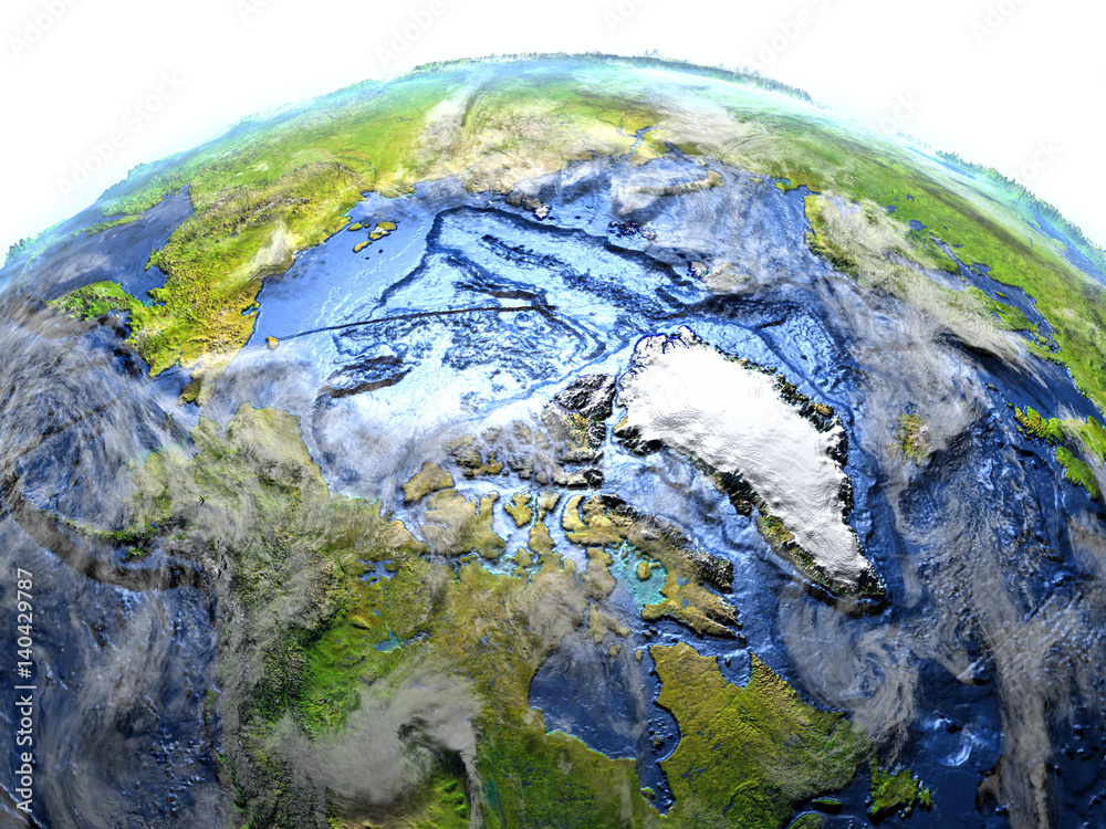 Arctic Ocean on Earth - visible ocean floor Arctic Ocean on Earth - visible ocean floor