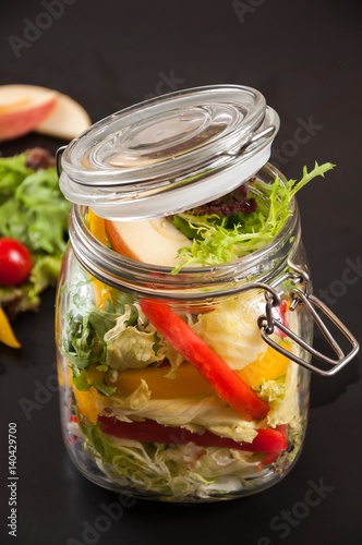 salad in glass jar