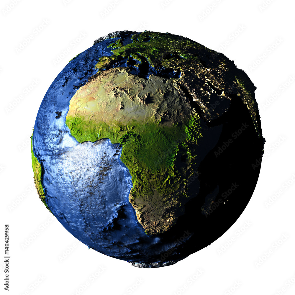Fototapeta premium Africa on Earth isolated on white