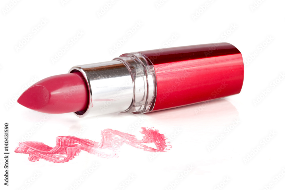 Pink lipstick isolated on white background closeup Pink lipstick isolated on white background closeup