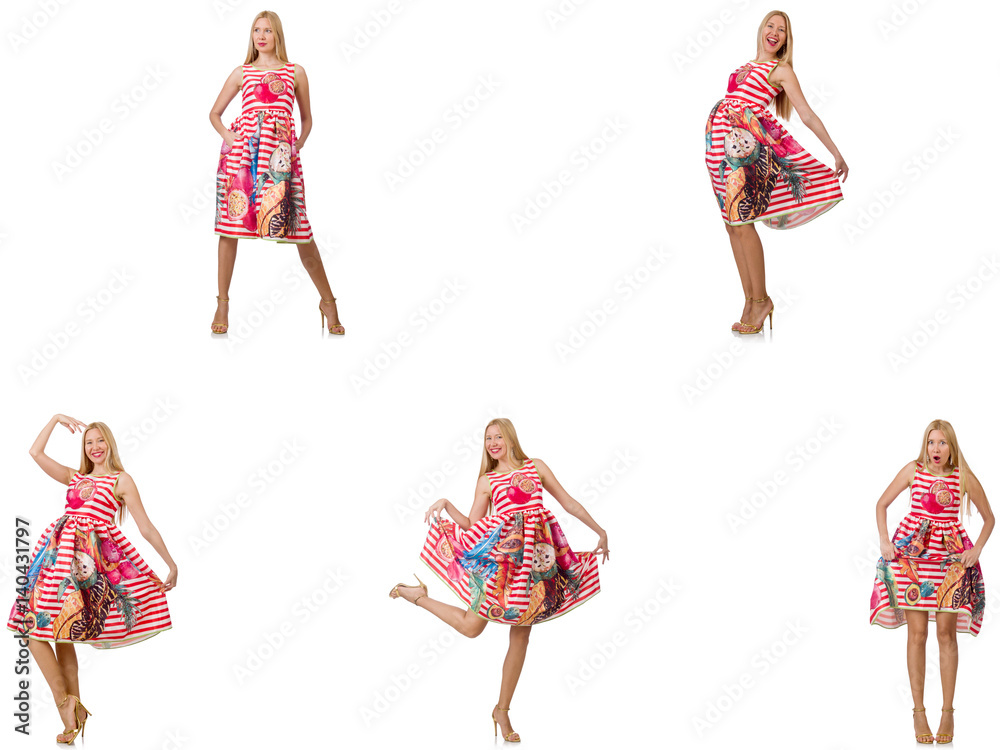 Collage of woman in fashion look isolated on white Collage of woman in fashion look isolated on white