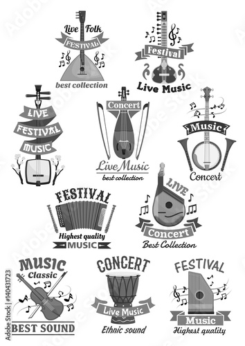 Live music icons and vector musical instruments