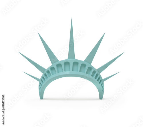 Crown of the Statue of Liberty. 3d render on white background