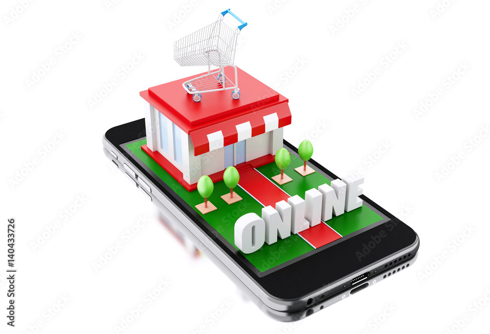 3d Smartphone with store.