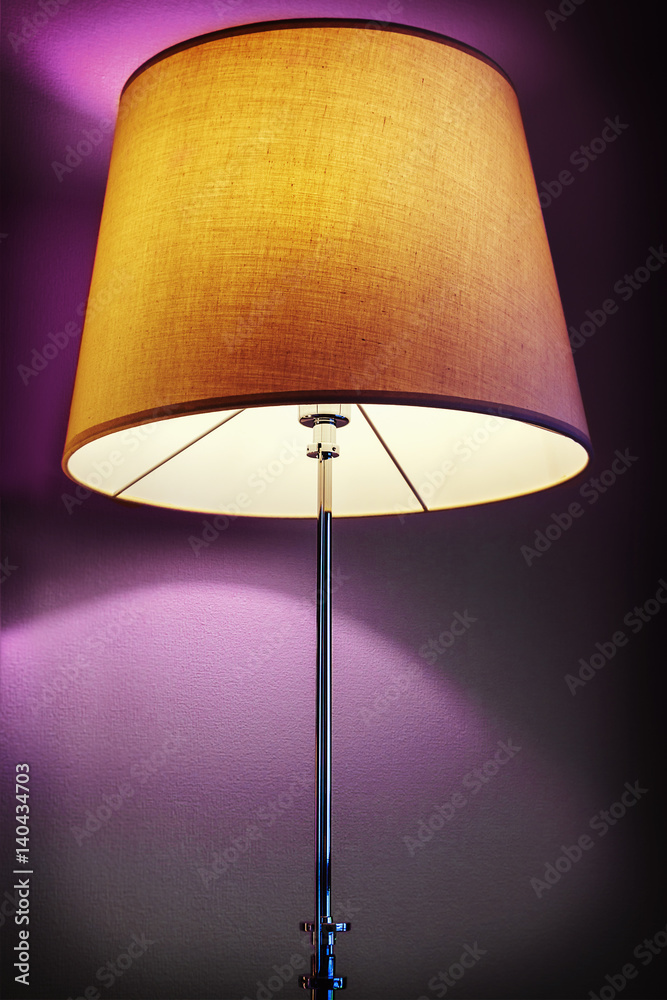 floor lamp with textile shade. Vignetting as an artistic effect floor lamp with textile shade. Vignetting as an artistic effect