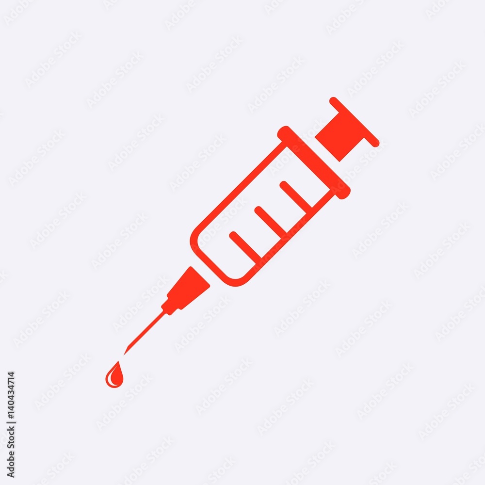 Injection syringe flat icon vector for medical apps and websites Injection syringe flat icon vector for medical apps and websites