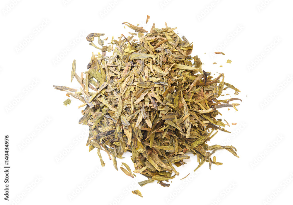 Pile of Longjing tea or Dragon Well tea