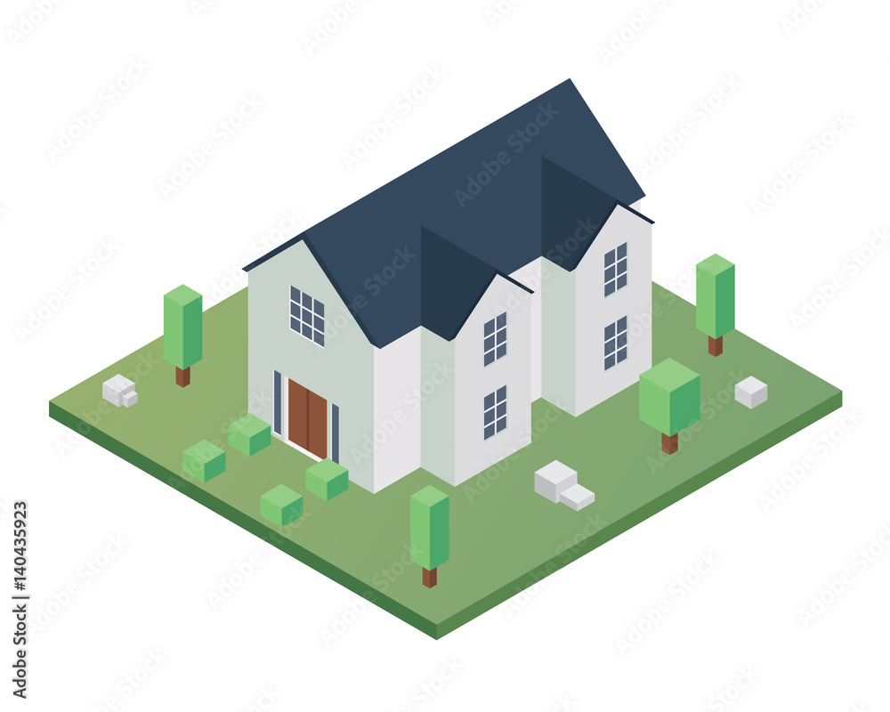 Modern Isometric House Illustration, Suitable for Diagrams, Infographics, Game, Map, Illustration, And Other Graphic Related Assets