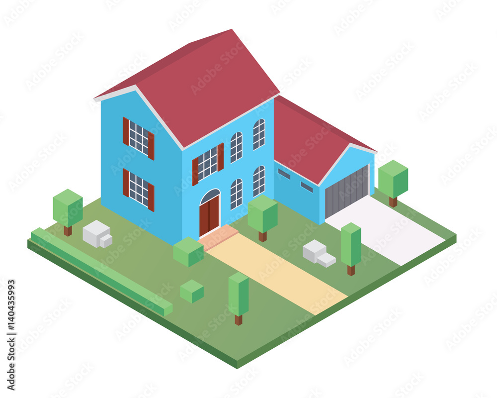Modern Isometric House Illustration, Suitable for Diagrams, Infographics, Game, Map, Illustration, And Other Graphic Related Assets