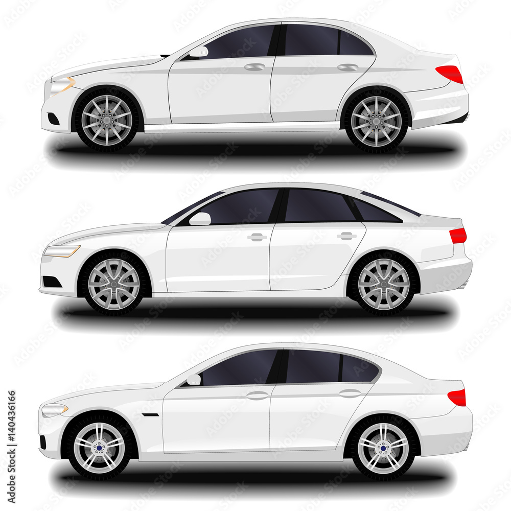 Fototapeta premium realistic car. sedan. set