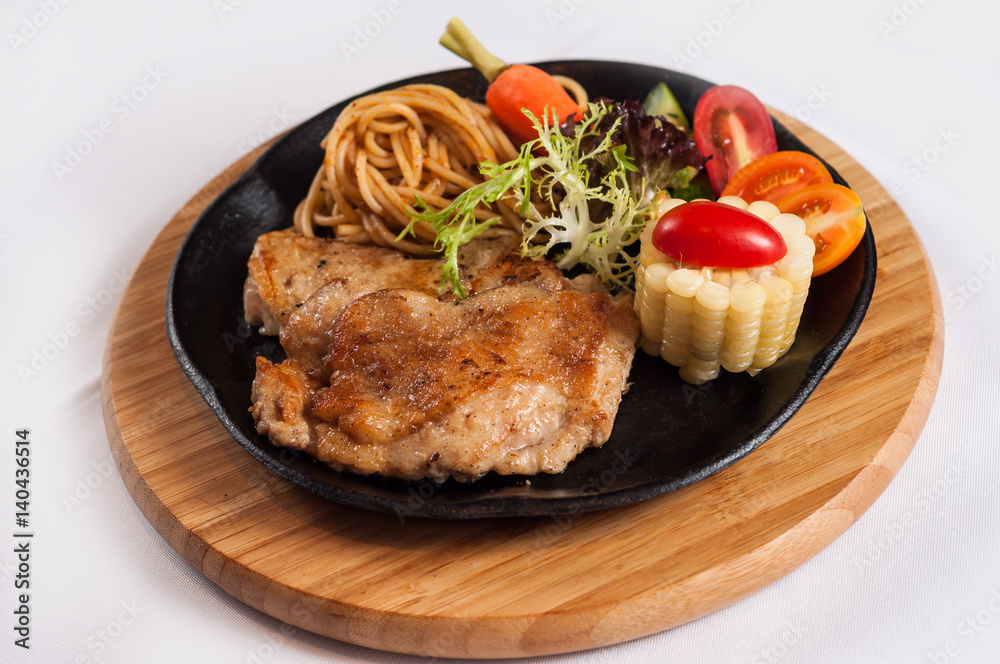 grilled chicken fillet with vegetables and noodles grilled chicken fillet with vegetables and noodles