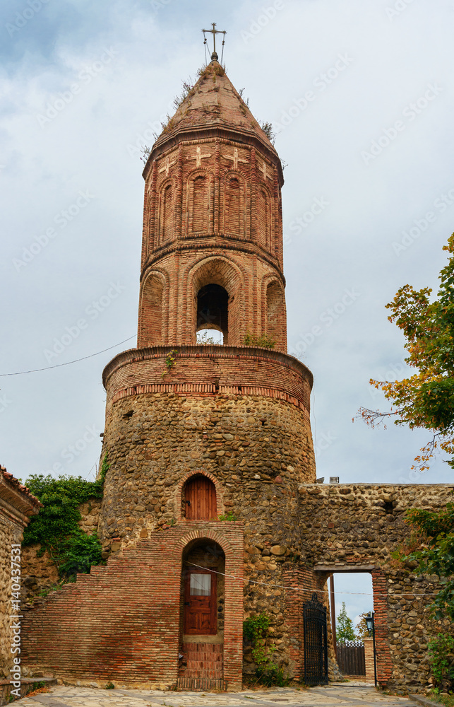 Bell tower of St. George's Church in Sighnaghi city. Georgia