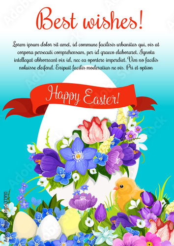 Happy Easter paschal egg vector greeting poster