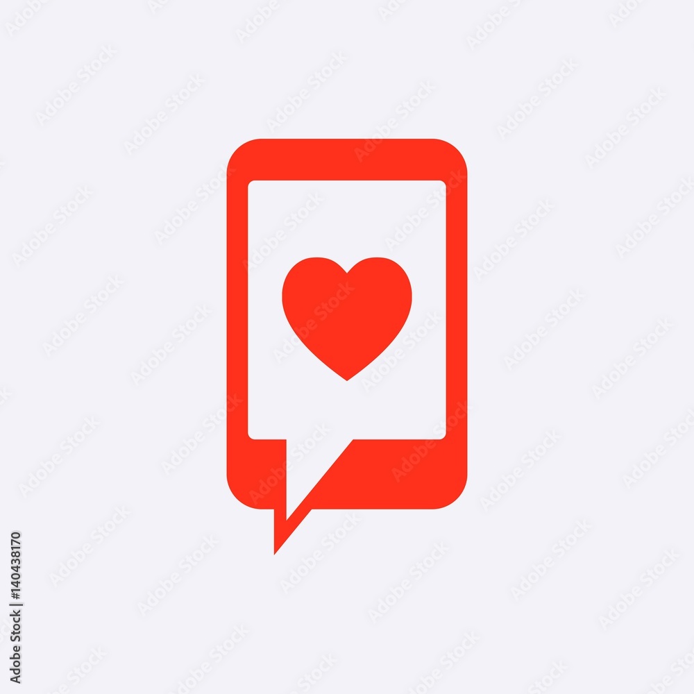 phone with hearts on the screen icon stock vector illustration flat design phone with hearts on the screen icon stock vector illustration flat design