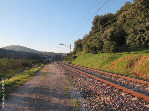 Railway track and rural pathway