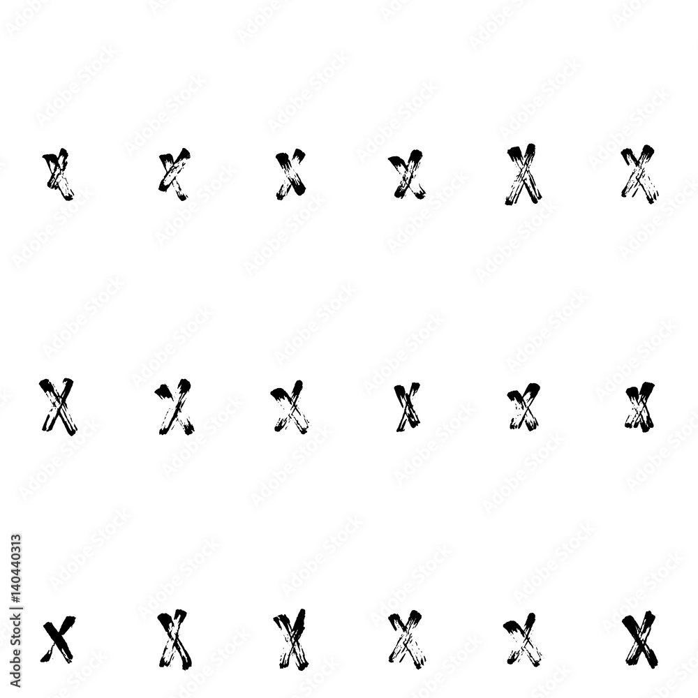 Hand-drawn grunge pattern with a dry brush using black ink. Pattern made of geometric shapes, strokes and spots. Vector background can be used in printing, fabric, packaging, fashion, wraping