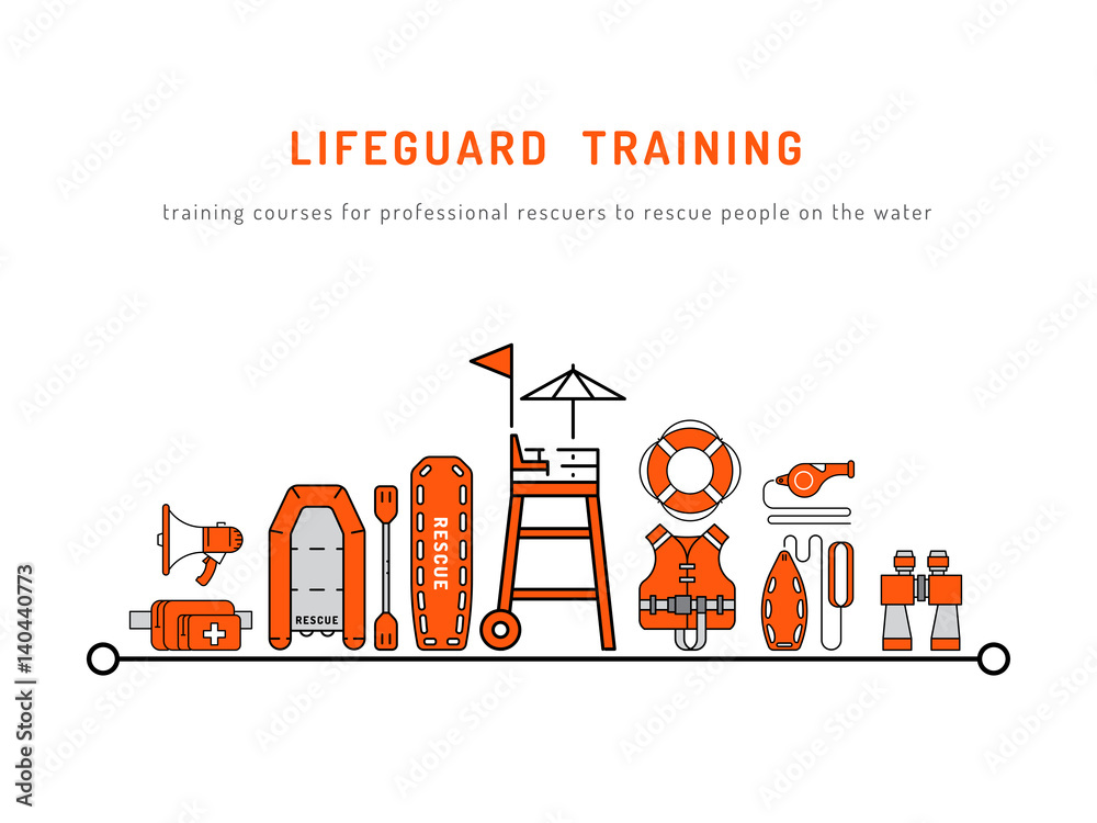 Lifeguard Training Vector Illustration On White Background Isolated 