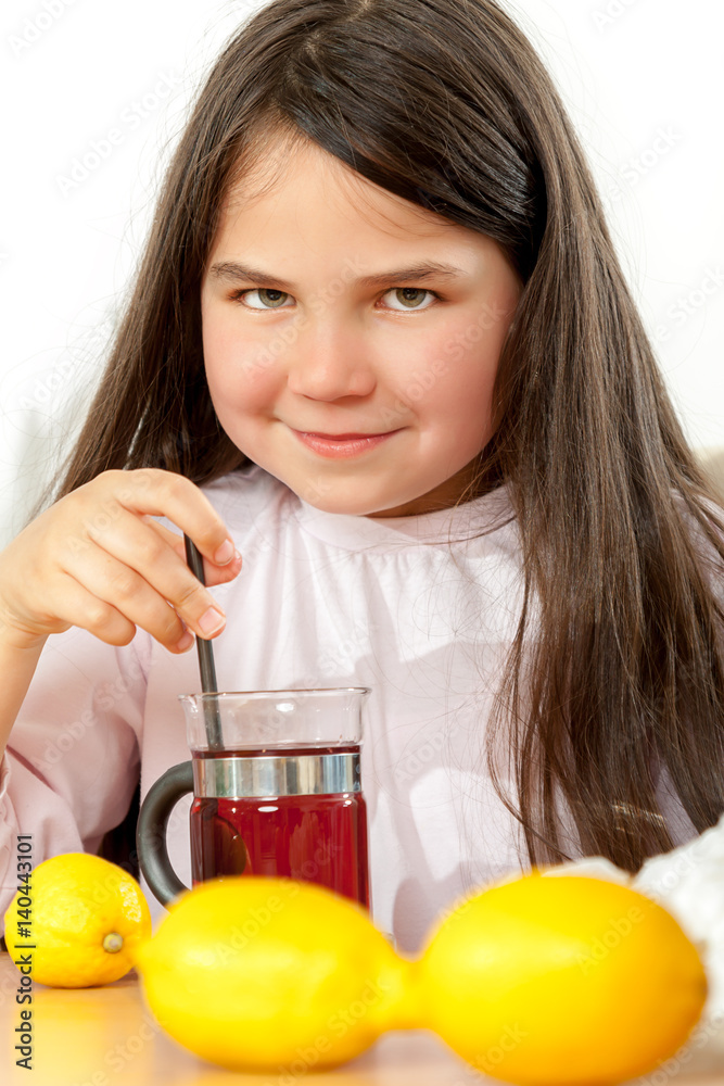 Mother and daughter with cold or flu Mother and daughter with cold or flu