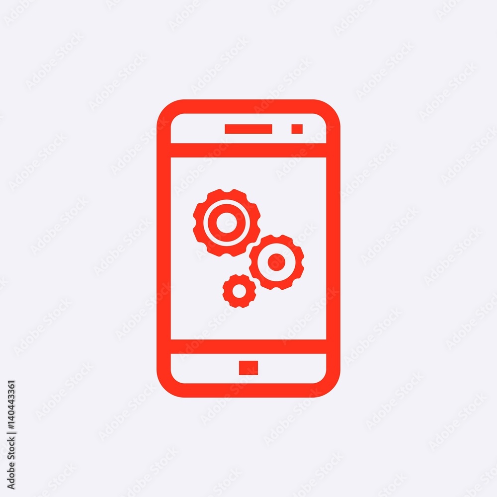 gear phone icon stock vector illustration flat design gear phone icon stock vector illustration flat design