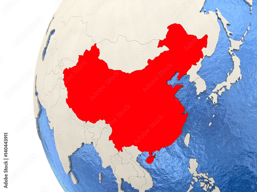 Fototapeta premium China on 3D globe
