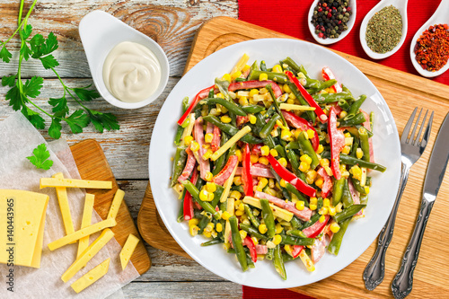 Sauteed Green Beans with corn, top view