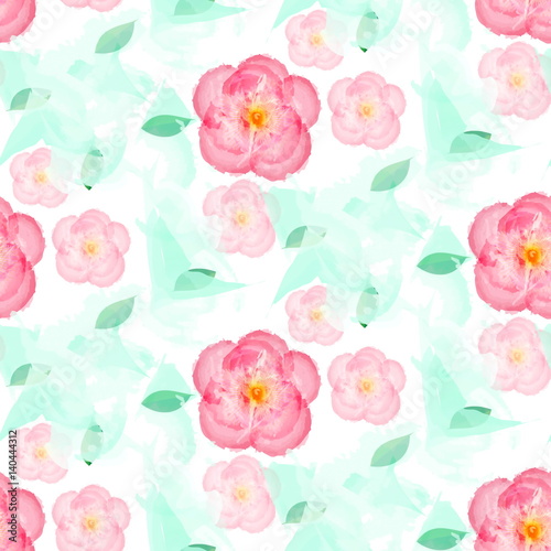 бесшовный узор розовые цветы 