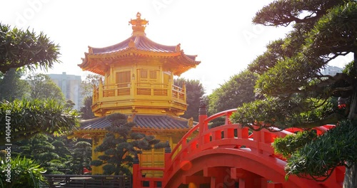 Golden Pagoda and Ornate Bridge at Chi Lin Nunnery