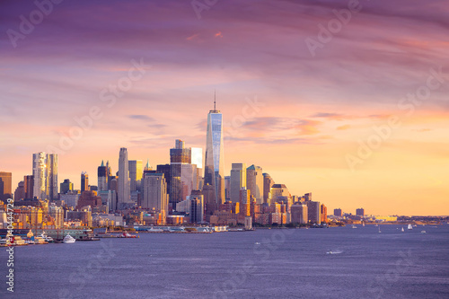 Downtown Manhattan skyline at sunset