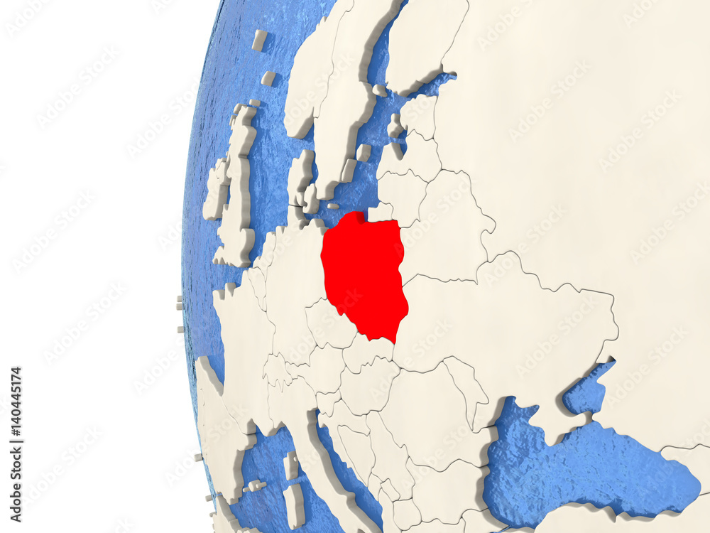 Obraz premium Poland on 3D globe
