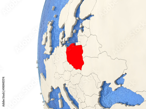 Poland on 3D globe