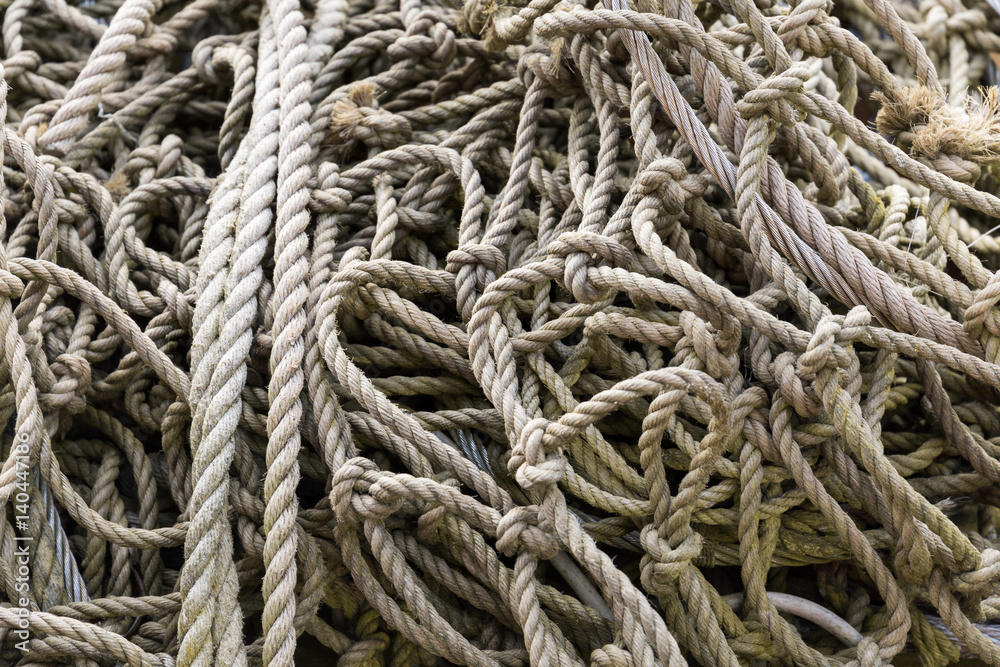 Taue, Seile und Takelage als Hintergrund Textur Taue, Seile und Takelage als Hintergrund Textur
