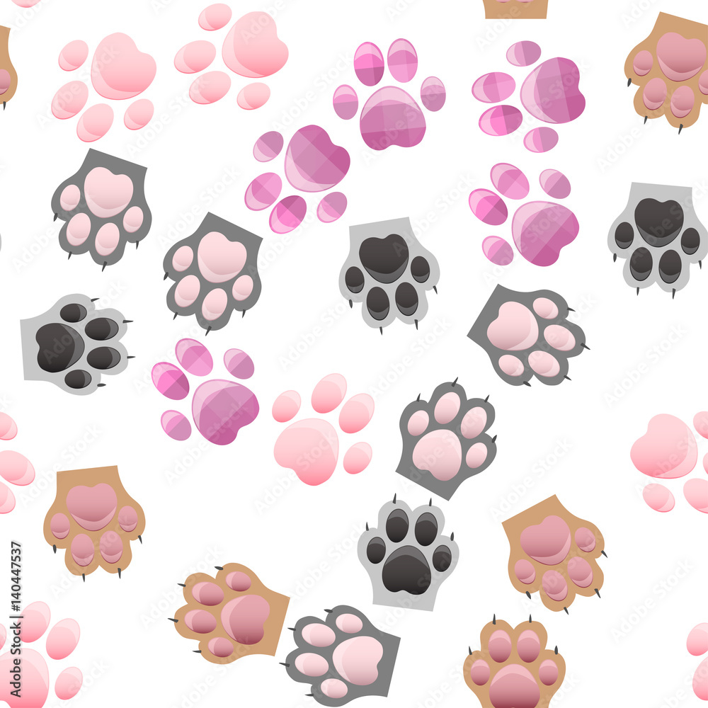 Fototapeta premium cat and dog paw print with claws