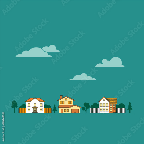 Suburban neighborhood vector illustration