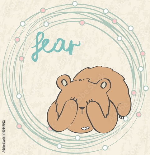 Fear. Vector illustration of a cartoon bear