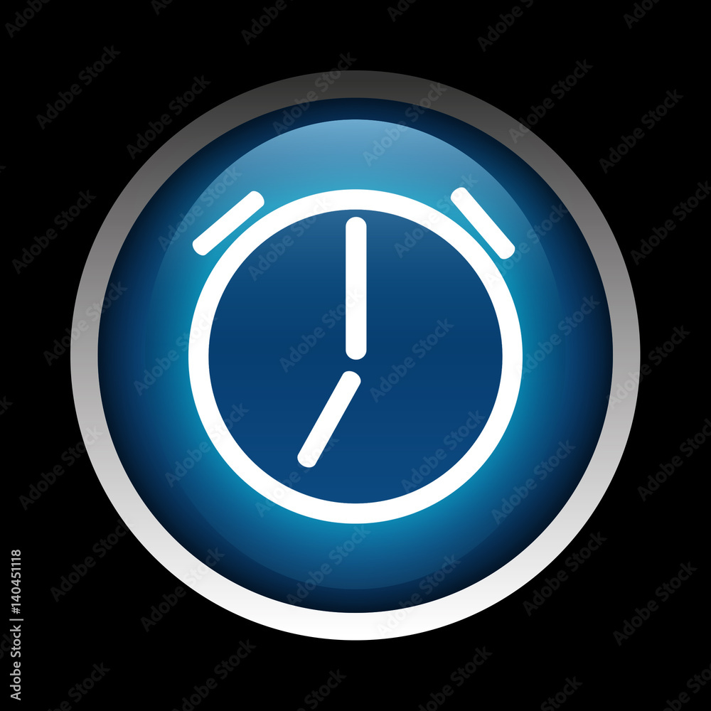 Alarm icon on a circle isolated on a black background Alarm icon on a circle isolated on a black background