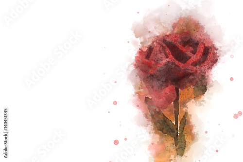 Fototapeta Naklejka Na Ścianę i Meble -  Abstract flower in watercolor painting, Watercolor painting, Flower Blooming