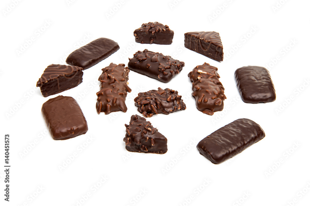 Biscuits in chocolate glaze isolated