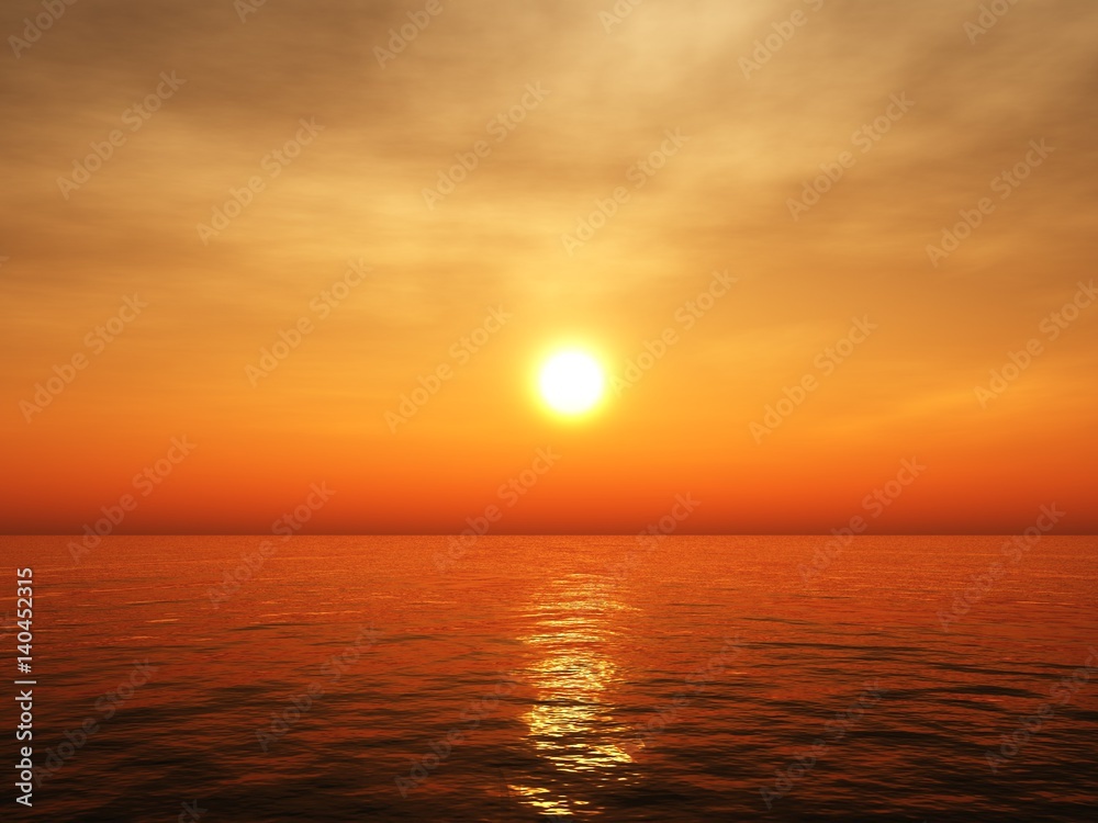 Beautiful sea sunset, light above the ocean, sunrise at the sea,
