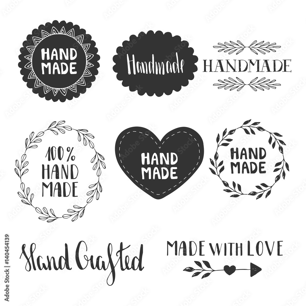 Hand made labels. Vector. Hand drawn.