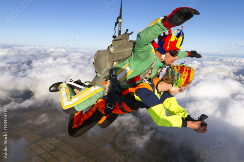Fototapeta Naklejka Na Ścianę i Meble -  Skydiving photo. Tandem.