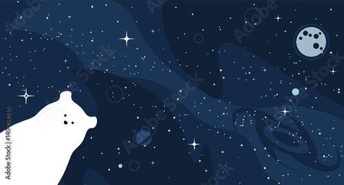 Vector flat polar bear illustration animal background.