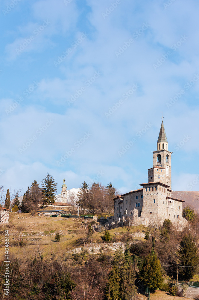 Medieval castle and bell tower .