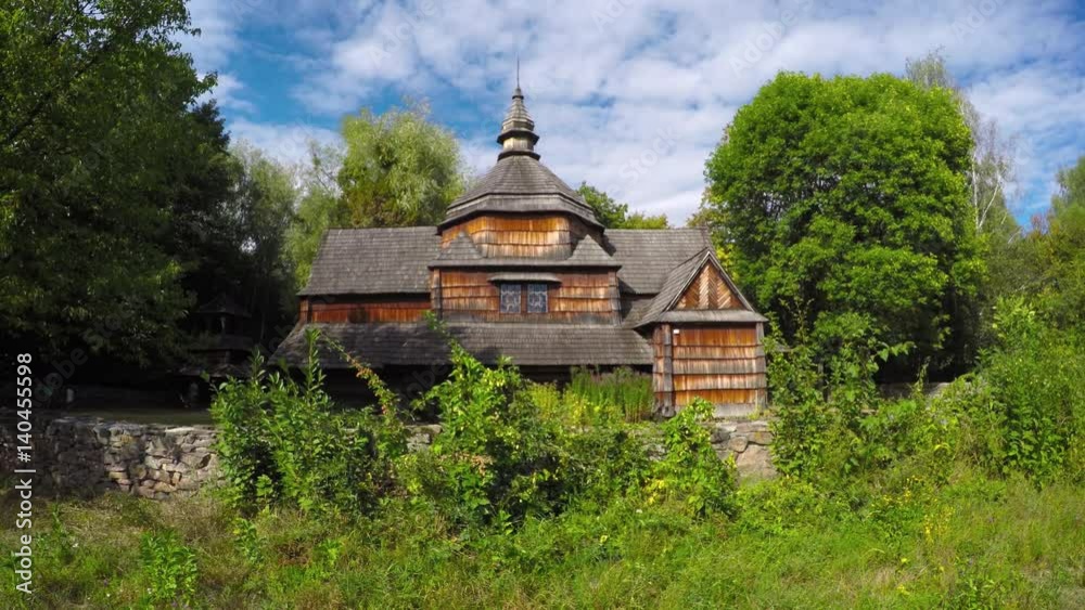 Old, Wooden Church in Ukrainian Rural Village Old, Wooden Church in Ukrainian Rural Village