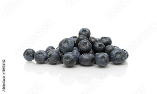 ripe blueberries on a white background