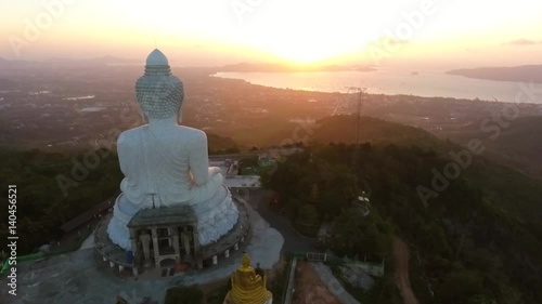 Sunrise View From Back of Big Buddha Statue. HD Aerial View. Phuket, Thailand. photo