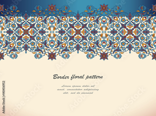Arabesque vintage seamless border elegant floral decoration print design template vector