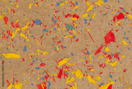 Abstract vector colored particles of  paint on golden festive background