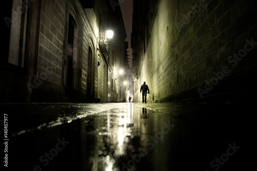 Photography Barcelona de noche lluviosa