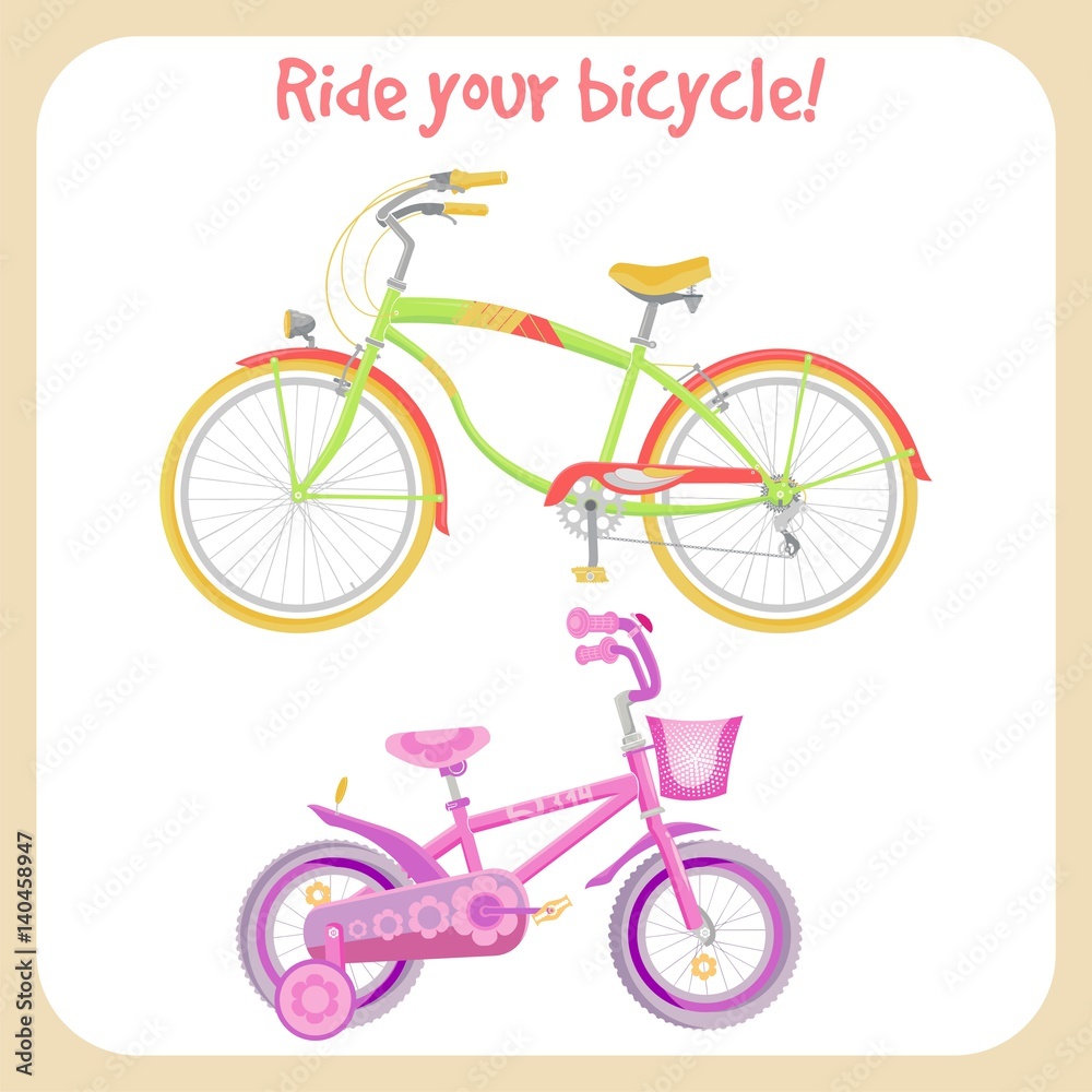 Fototapeta premium Bicycles colorful vector illustrations