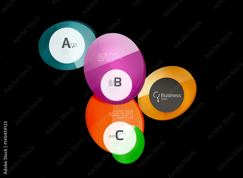 Glossy glass circle banner design template
